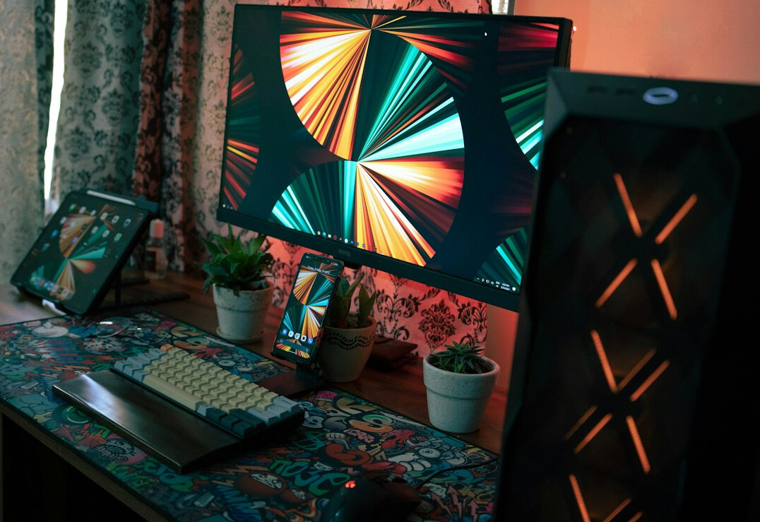Video editing suite with colour grading monitors